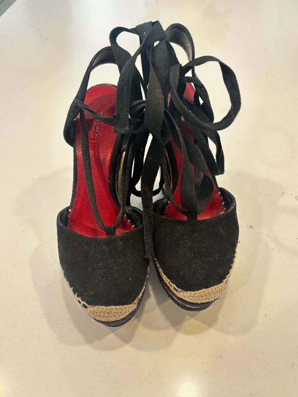 Gucci suede espadrille wedges-Black
